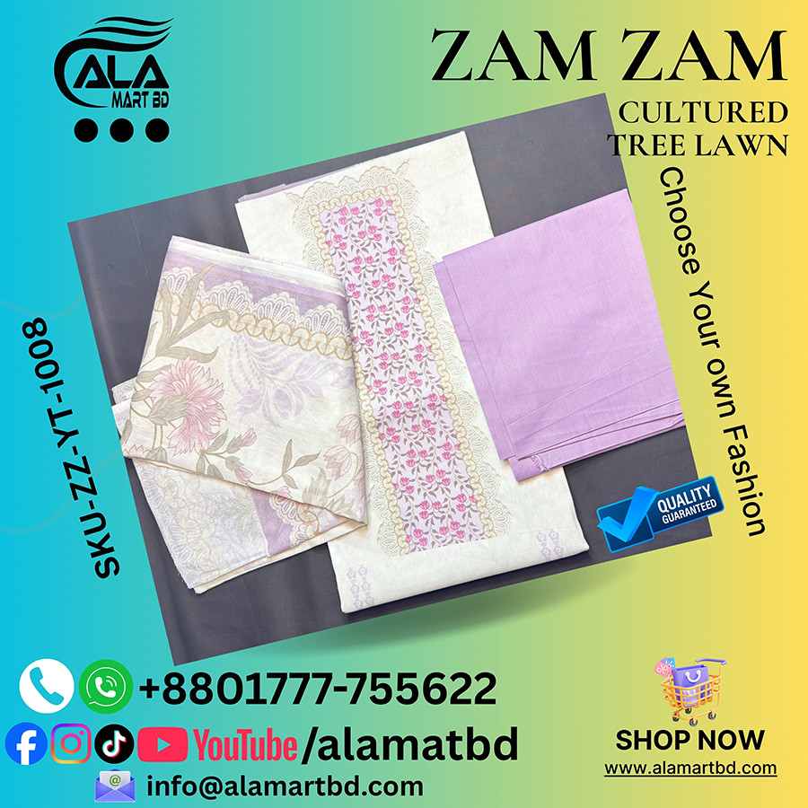 Zamzam Premium Quality Cultured Tree Lawn Collection – Elegant Three Piece Set