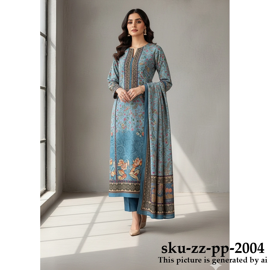 Zamzam Premium Plus Quality  Pastel Blue Tree Lawn Collection – Three Piece Set