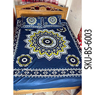 Navy Blue Floral Cotton Bed Sheet Set